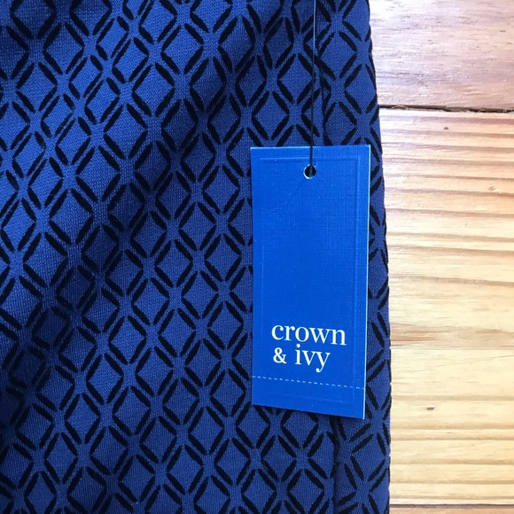 Crown & Ivy Navy Black Velvet Work Pants, NWT, 2 - Picture 4 of 13